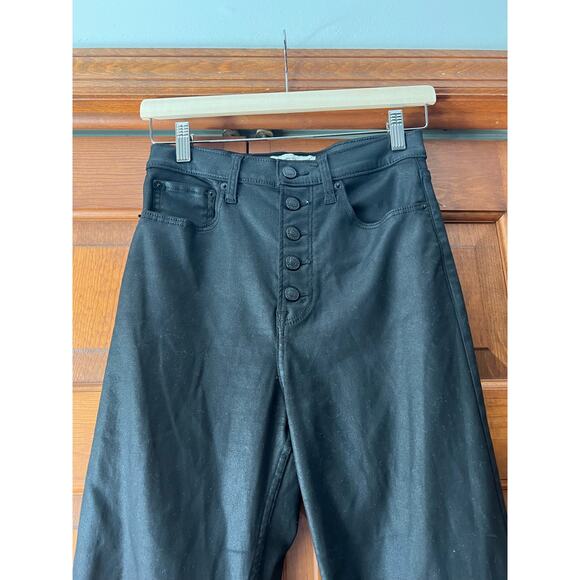 Abercrombie & Fitch Women's Ankle Straight High Rise Coated Jeans Black SZ 28/6 - Picture 3 of 9